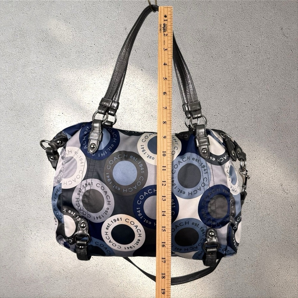 Coach Snaphead AOP Art Poppy Sateen Alexandra Satchel Blue Crossbody Hand Bag - Picture 7 of 8
